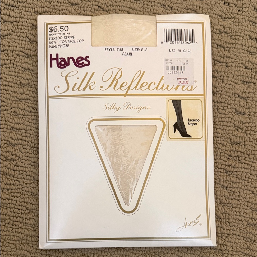Hanes Silk Reflections Pearl Tuxedo Stripe Control Top Pantyhose.  Size 3X